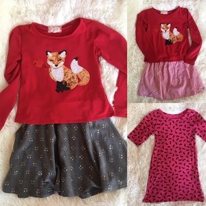 Valentines Sequins Fox Heart Shirt Skirt Dress